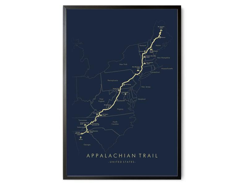Poster Canvas Appalachian Trail Map | At Hiking Trail Map | At Poster | Trail Map Art , Hiking Poster Wall Decor, Poster Gift Decor Home Decor Wall Art Visual Art