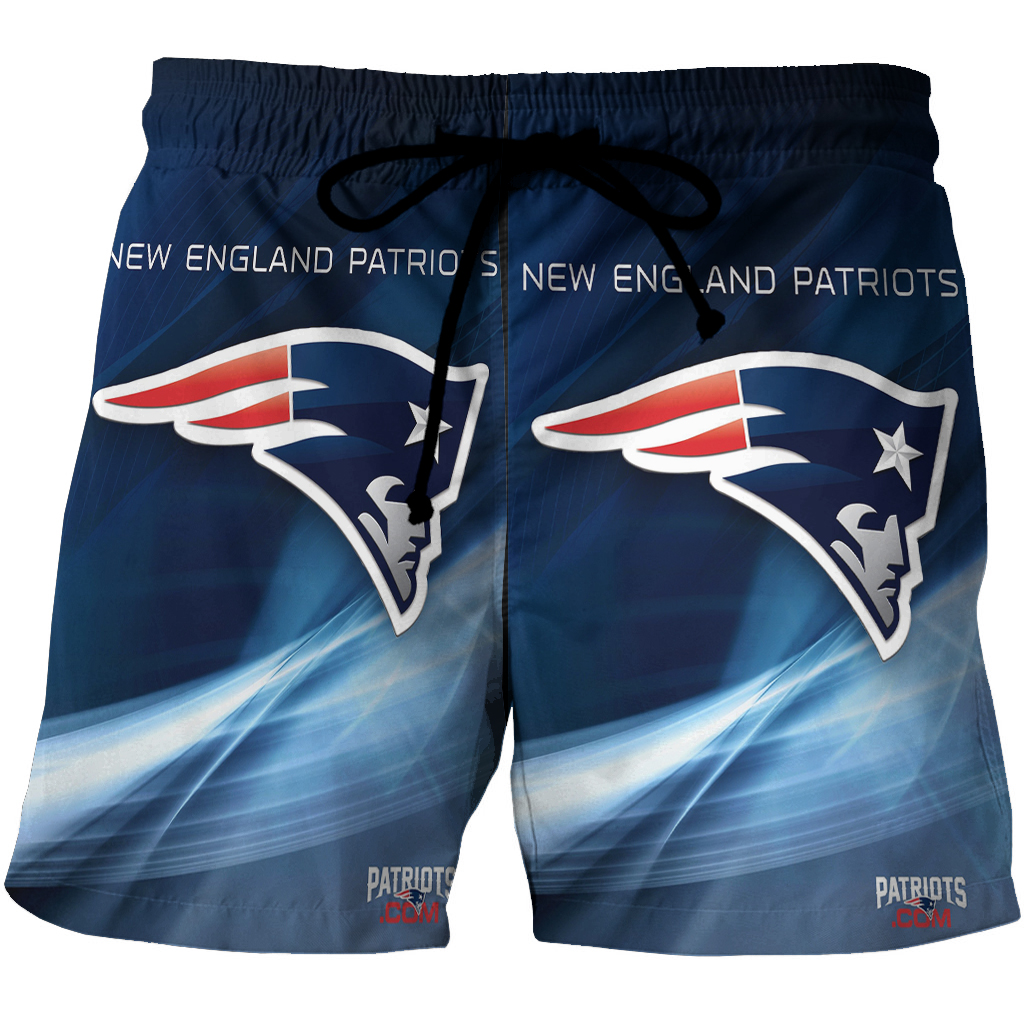 New England Patriots Light Navy 3D All Over Print Summer Beach Hawaiian Short