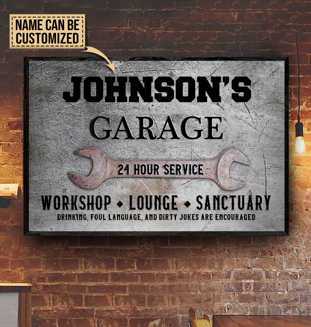 Aeticon Gifts Personalized Auto Garage Sign Metal Printed Canvas Mom Dad Gift Home Decor