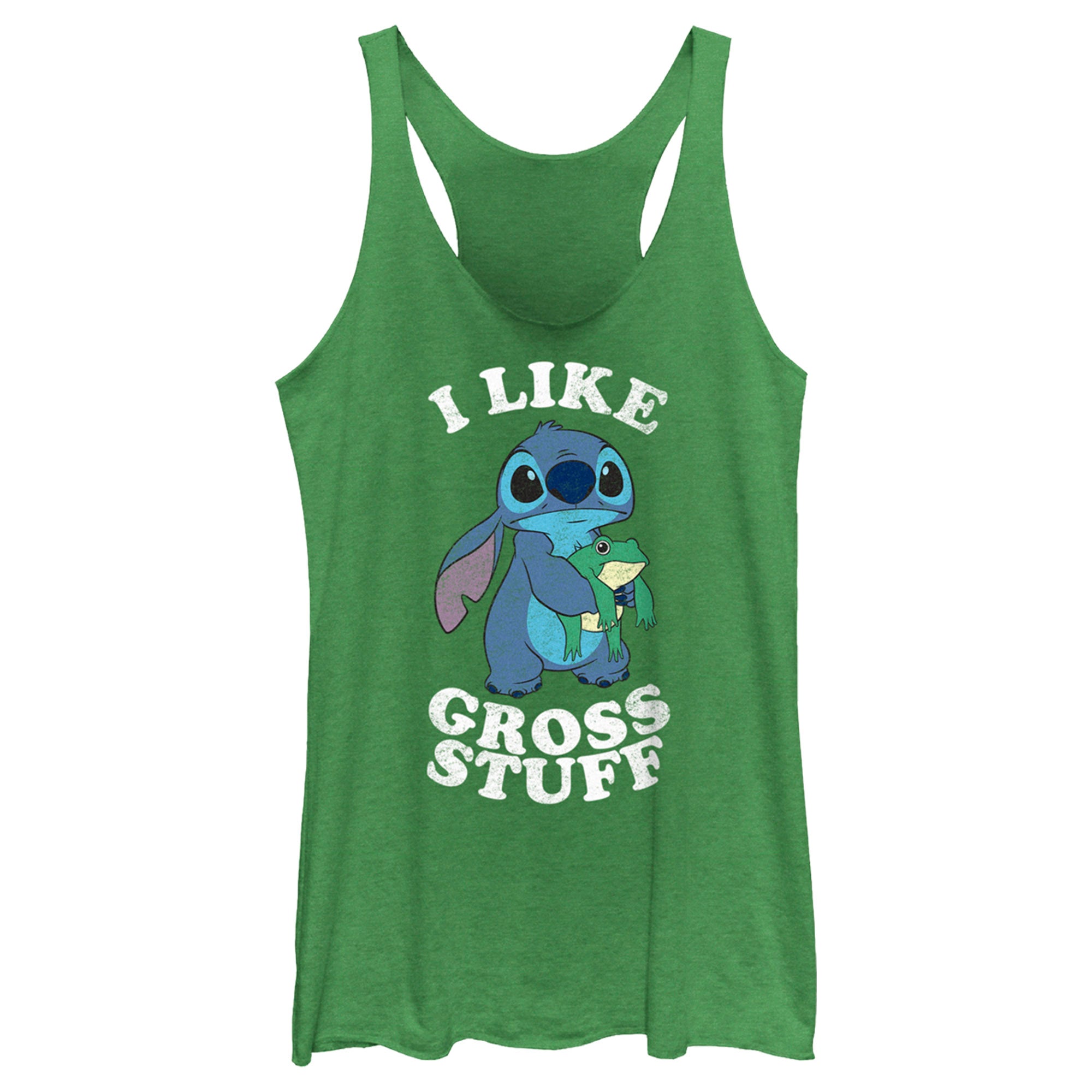 Women’S Lilo & Stitch I Like Gross Stuff Stitch Distressed Racerback Tank Top