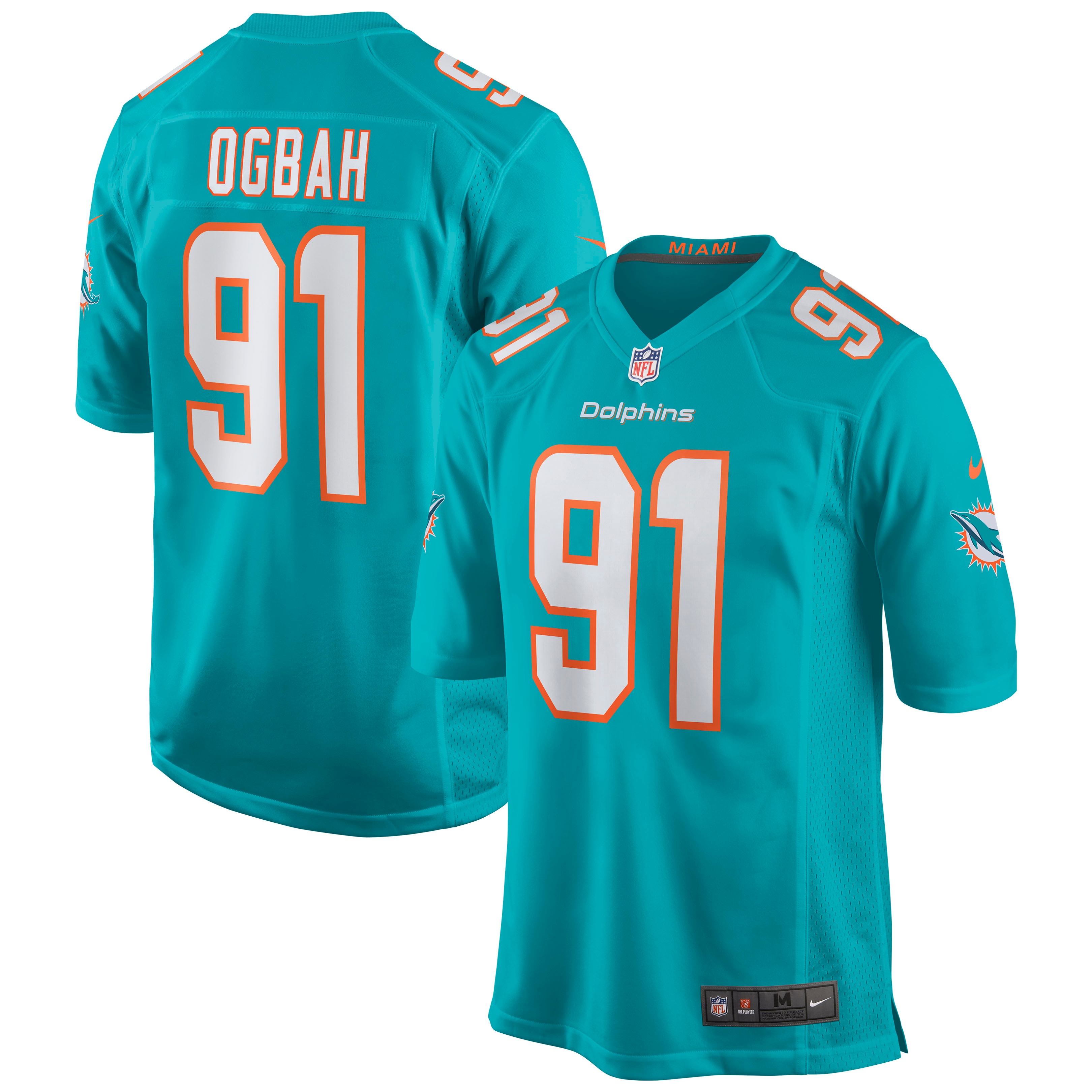 Men’s Miami Dolphins Emmanuel Ogbah Aqua Game Jersey