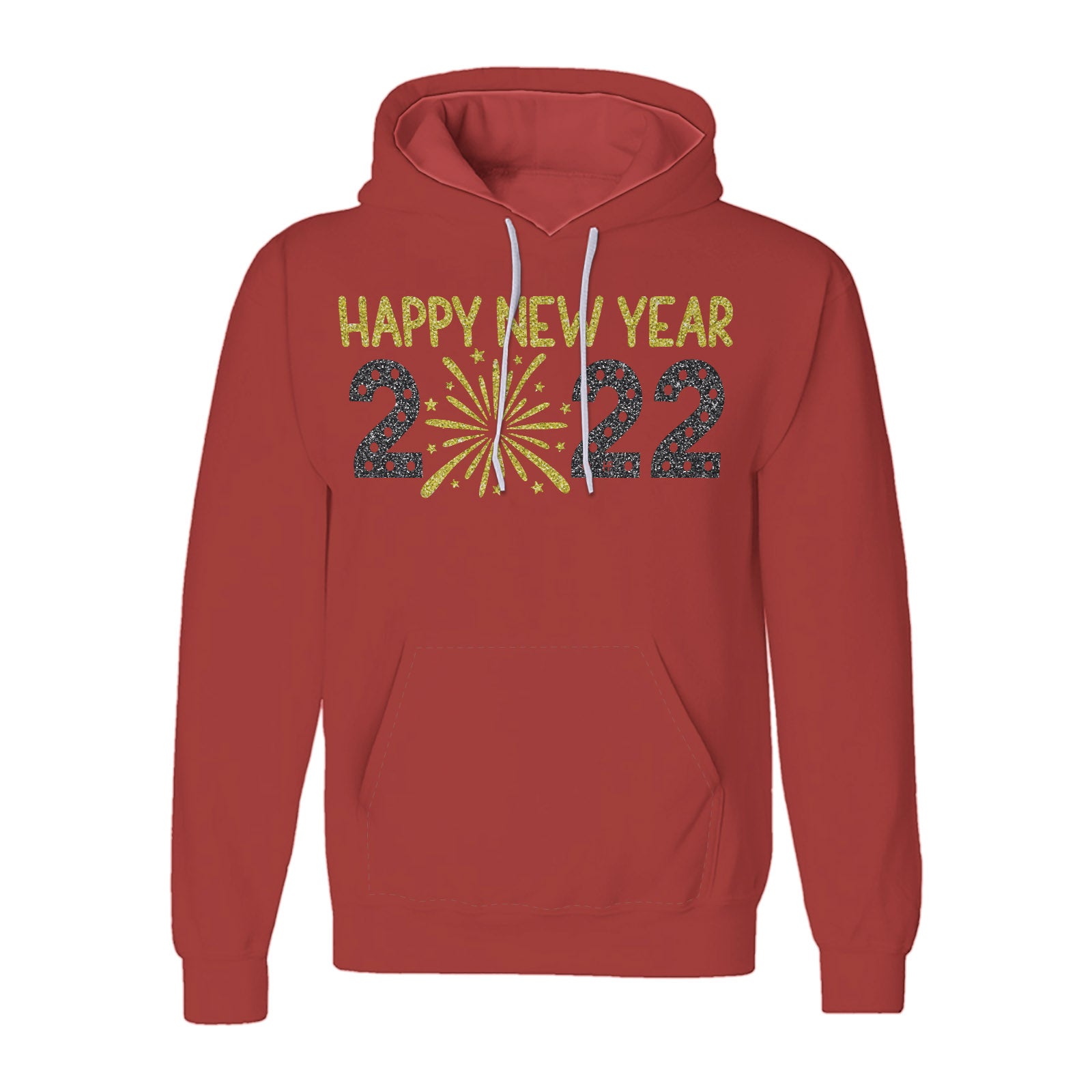 Happy New Year Glitter Unisex Pullover Hoodie, New Year Glitter Hoodie For Men And Women, Holiday Themed Hoodie