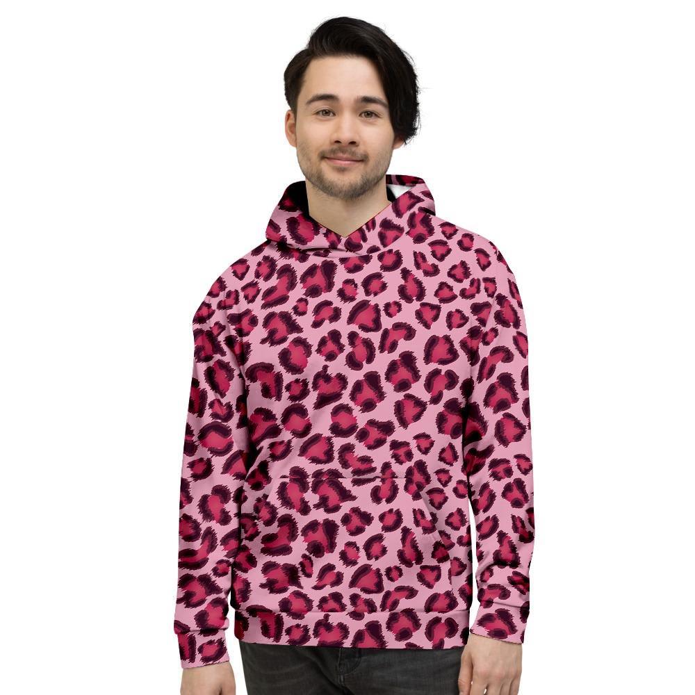 Pink Leopard Print Men’S Hoodie