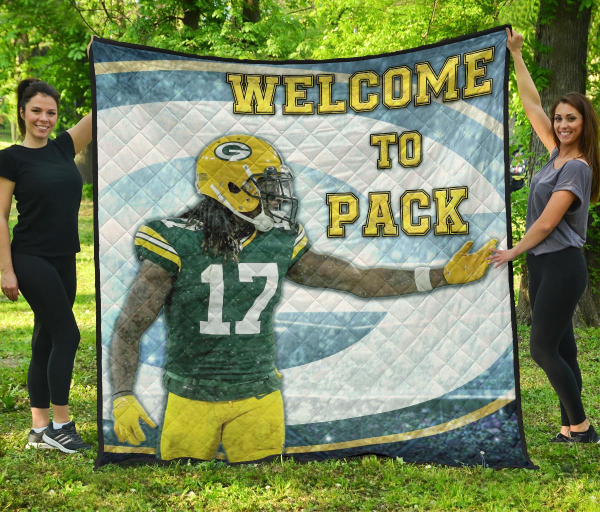 Green Bay American Football Packers Davante Adams 17 Welcome To Pack Premium Quilt Blanket