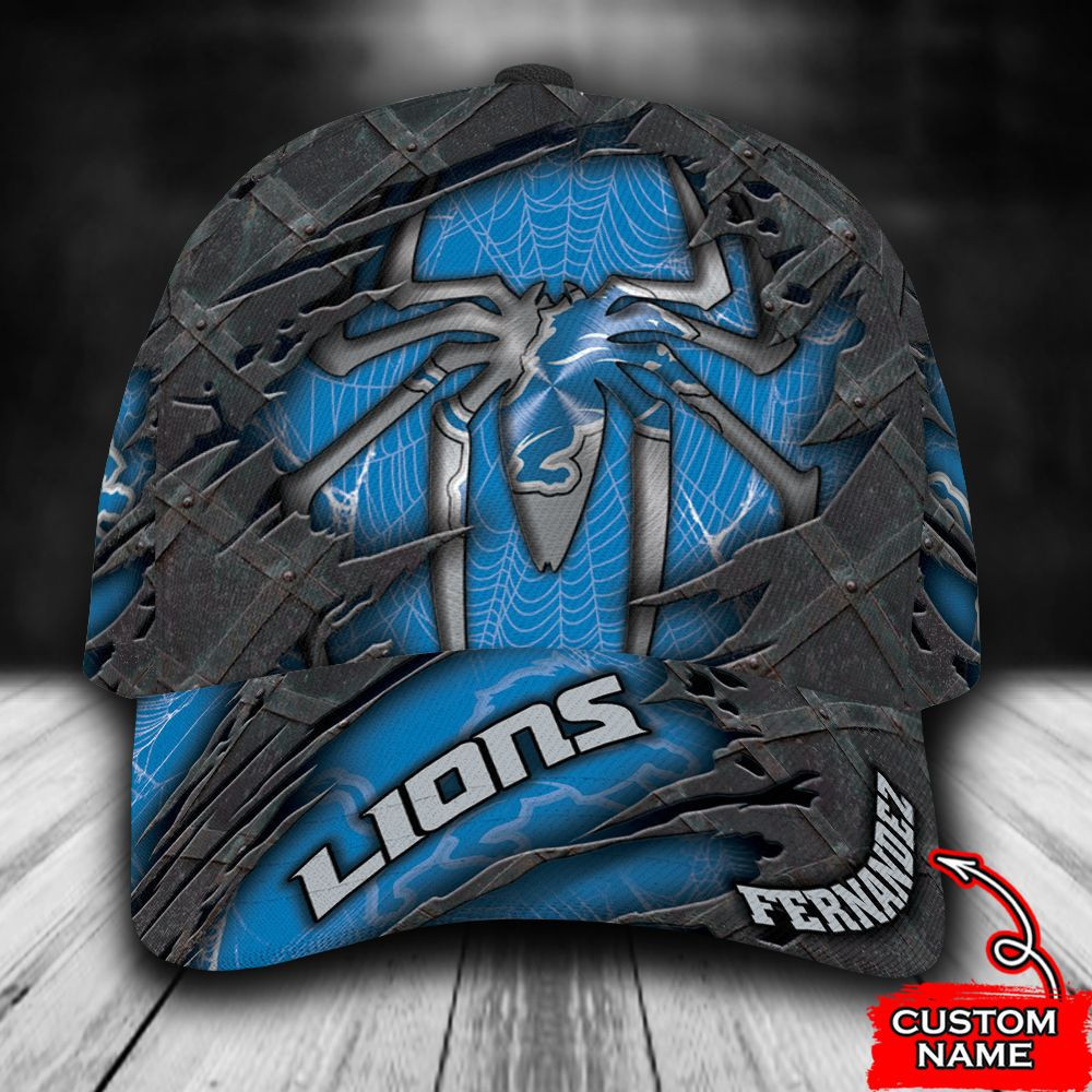 Personalized Detroit Lions Spider Man All Over Print 3D Baseball Cap – Blue