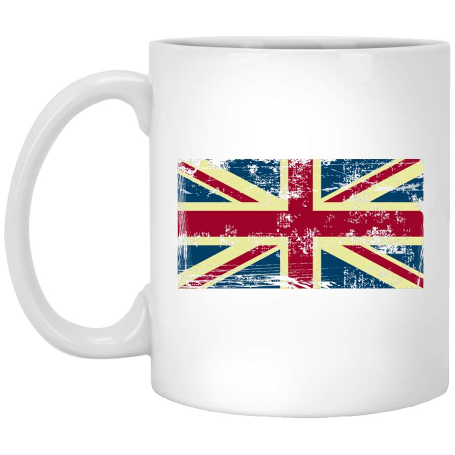 Union Jack Vintage UK Flag Tee British Retro Flag 11 oz. White Mug