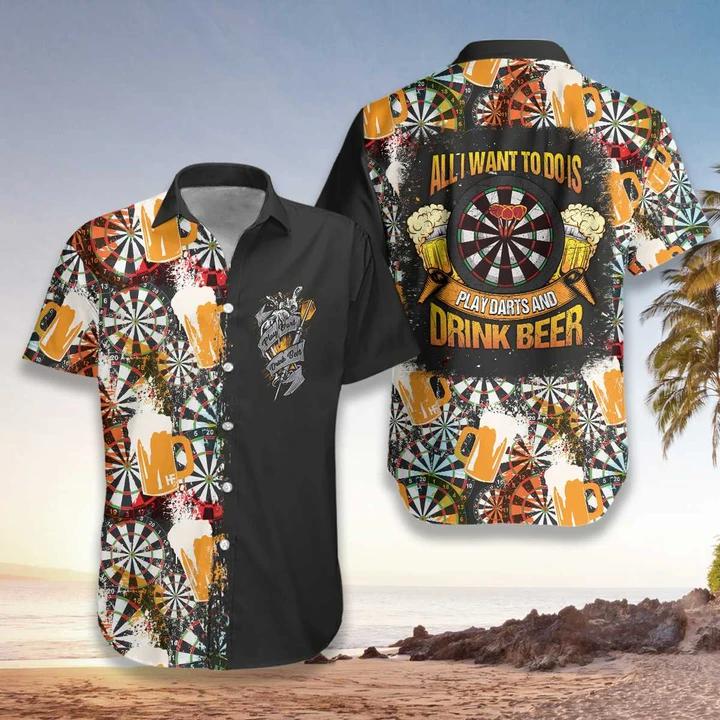 All I Want To Do Is Darts And Beer Hawaii Shirt For Men Women Ha28359