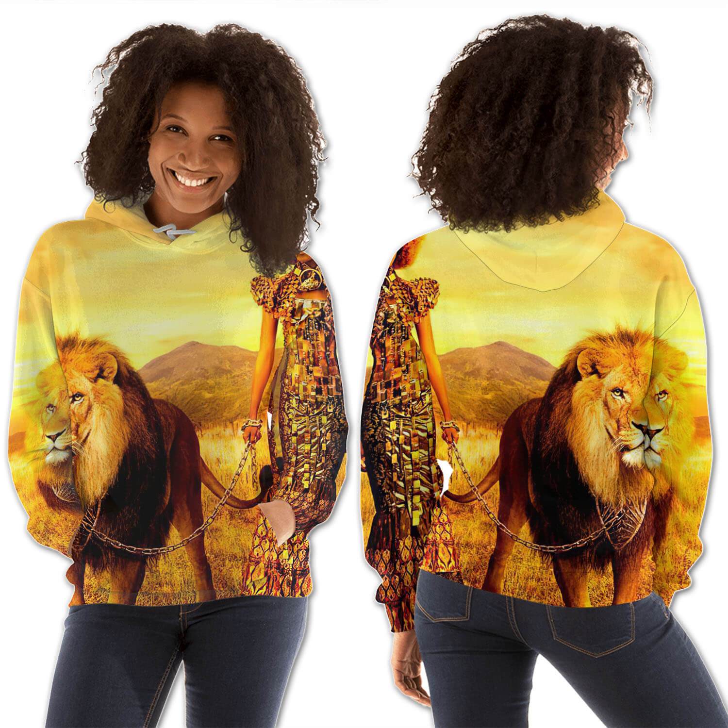 African American Hoodies Pretty Afro Girl All Over Print Womens Hooded Sweatshirt African American Clothing BPS14811