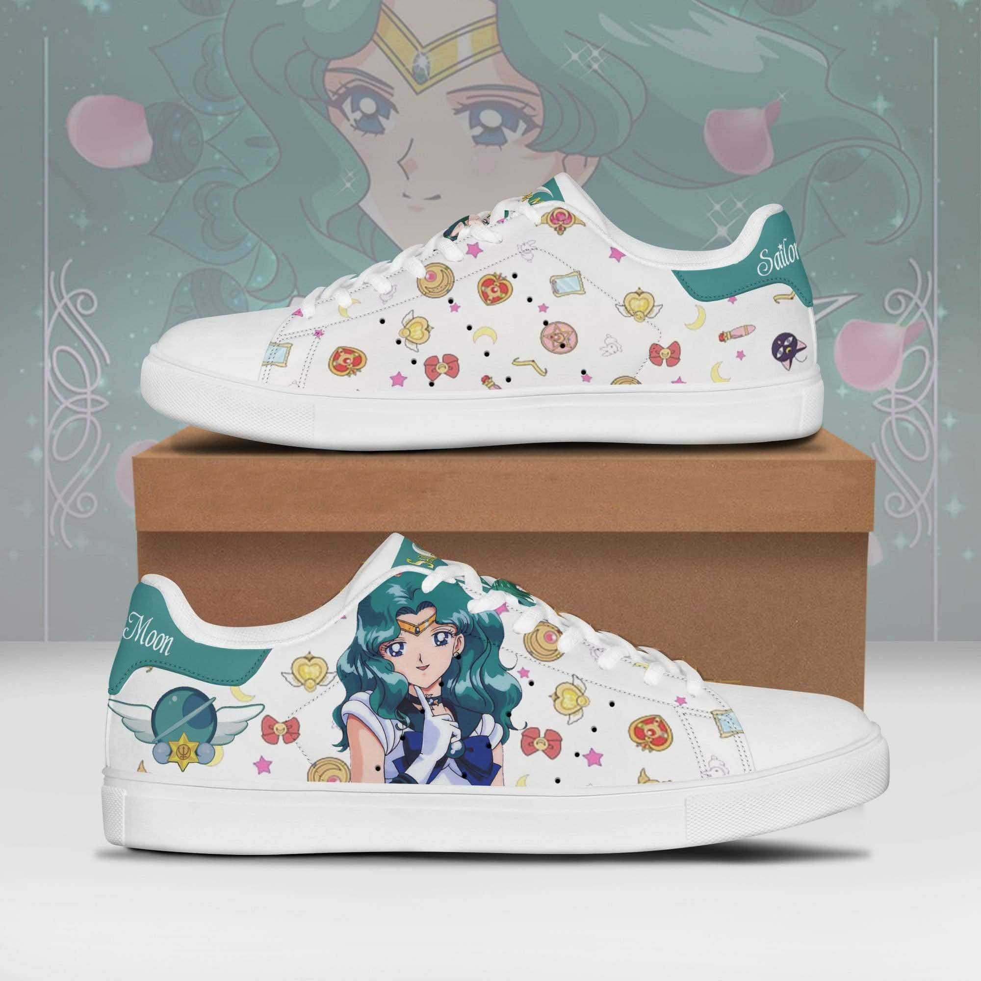 Sailor Neptune Sailor Moon Anime Christmas Gift For Fan Low Top Leather Skate Shoes Sneakers For Man And Women