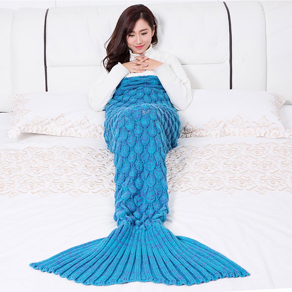 VIP LINK ISINOTEX Soft Knitted Mermaid Tail Blanket Crochet Handmade Sleeping Bag for Kids Adult Best Birthday Christmas Gift alx