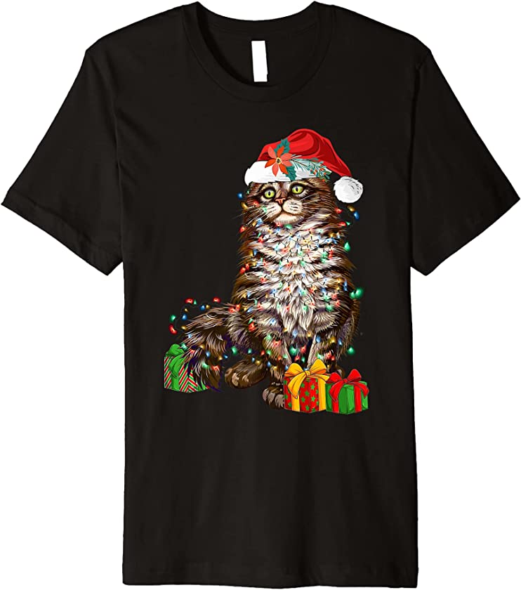 Santa Cat Lover Funny Christmas Kitten Xmas Premium T-Shirt