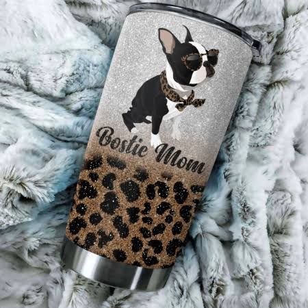 Boston Terrier Dog Leopard Pattern Stainless Steel Skinny Tumbler Bulk, Double Wall Vacuum Slim Water Tumbler Cup With Lid, Reusable Metal Travel Coffee Mug