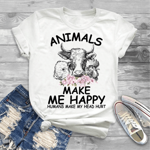 Pig Buffalo Chicken Animals Make Me Happy Humans Make My Head Hurt T Shirt