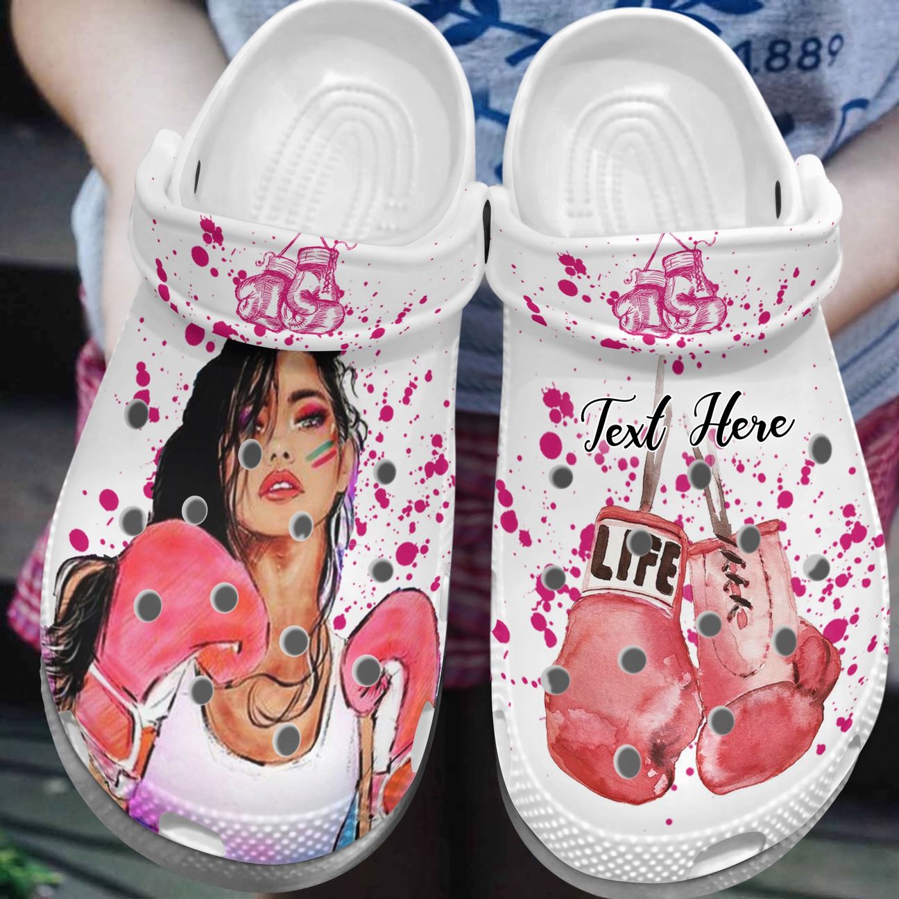 Boxing Personalized Clog, Custom Name, Text, Color, Number Fashion Style For Women, Men, Kid, Print 3D Strong Boxing Girls