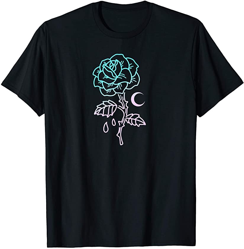 Pastel Goth Flower Emo Aesthetic Clothes Moon Rose T-Shirt