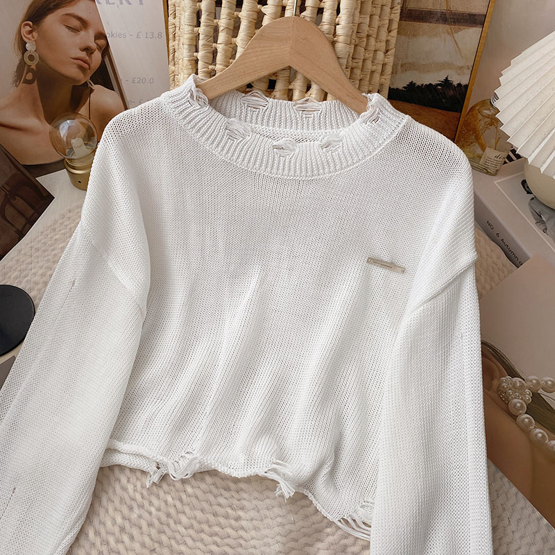 Yitimoky Sweater Women Oversized Knitted Pullover Long Sleeve Warm Crop Tops Fall Winter 2022 Korean Fashion Clothing O-Neck alx