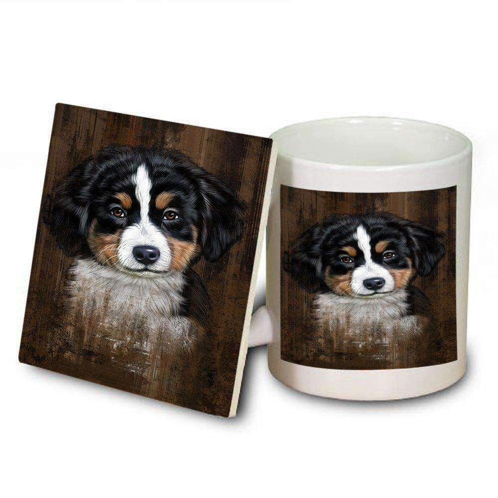 Rustic Bernese Mountain Puppy Mug And Coaster Set Muc48194