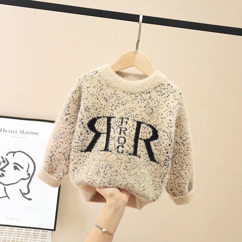 Boy Mink hair Sweater Autumn Winter Children Girl Socket Sweater Baby Thickening Boys’ sweater Underwear Kids clothes Thermal alx