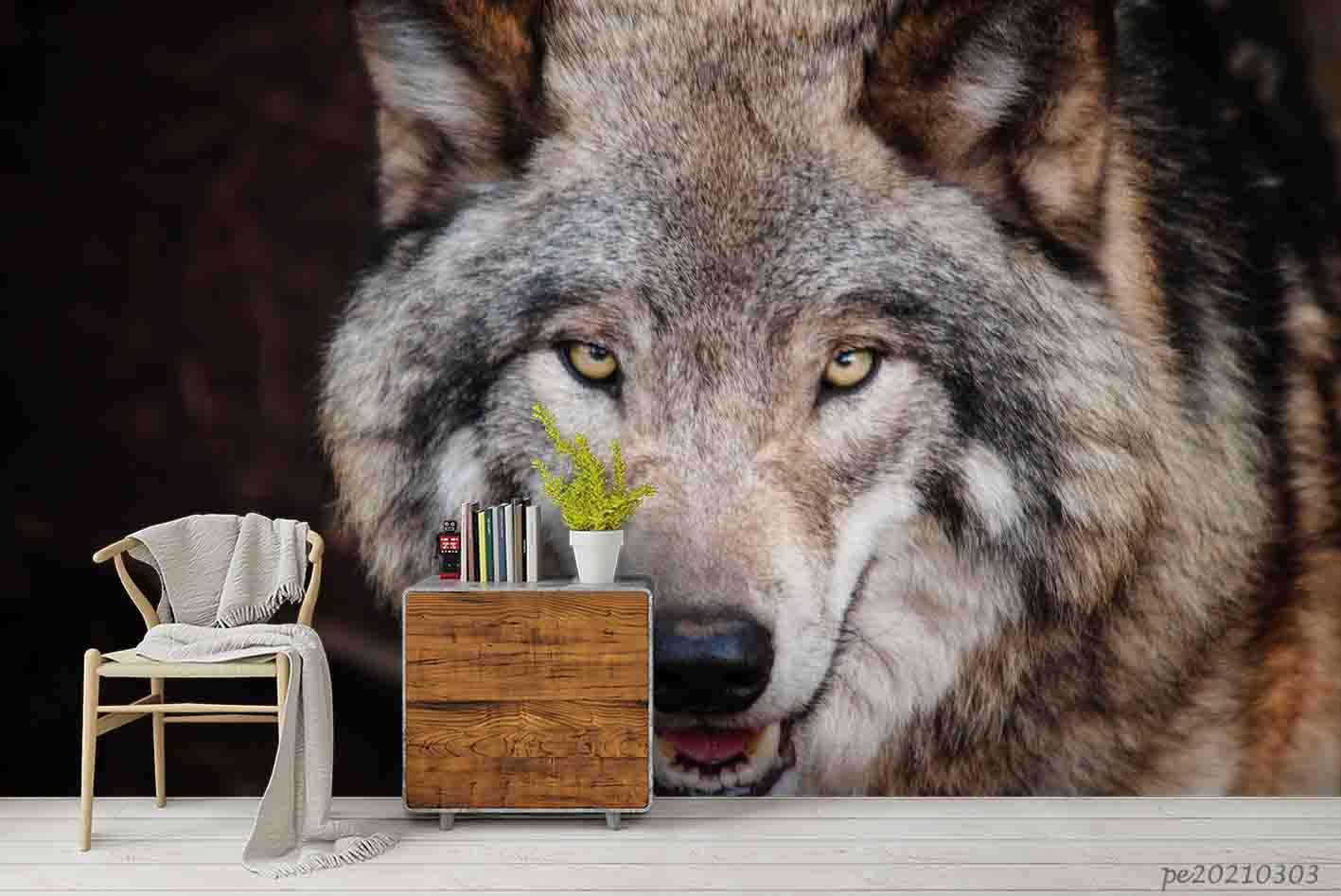 3D Animal Wolf Black Wall Mural Wallpaper Lqh 14