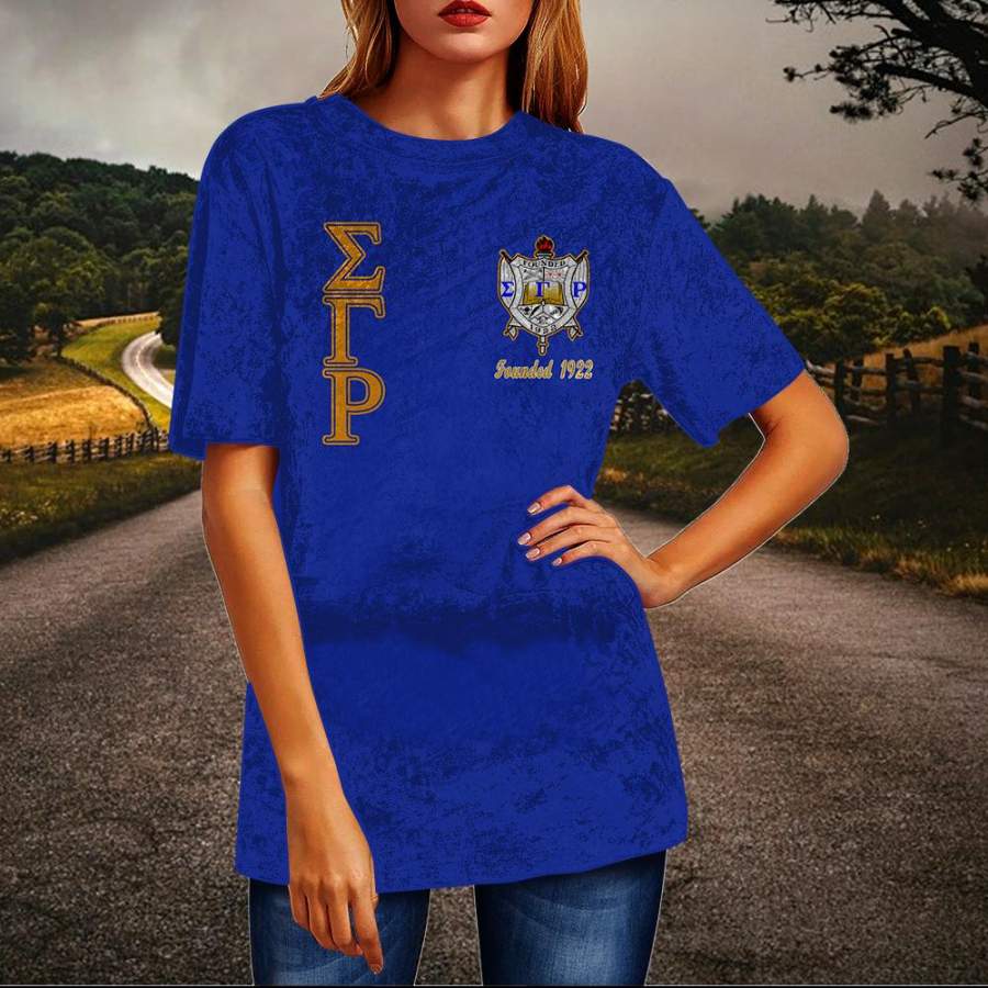 Sigma Gamma Rho Crew Neck Velvet Top Short Sleeve T-Shirt