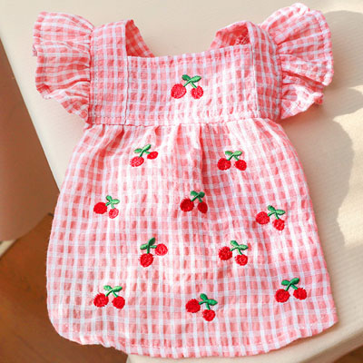 Cute Rabbit Ears Pink Green Dog Dress Princess Clothes With D-Ring Harness Vest Skirt Puppy Cat Clothing Pet Products Supplier L alx