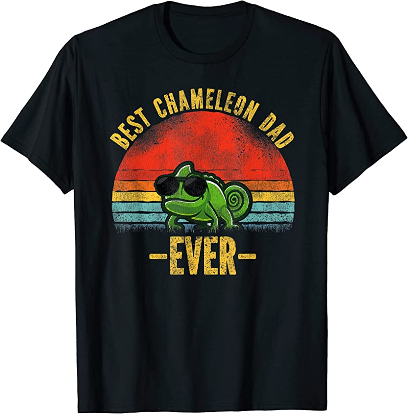 Best Chameleon Dad Ever Vintage Retro Sunset T-Shirt