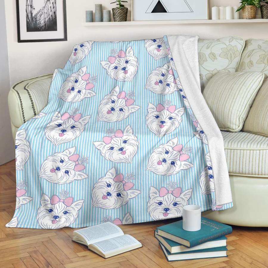 Dog Yorkshire Terrier Puppy Pattern Print Blanket