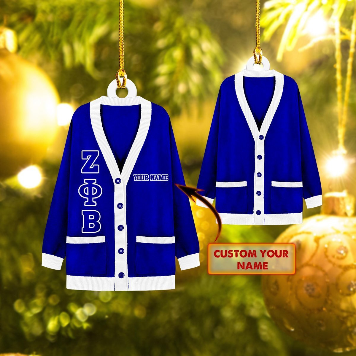 Shopeeyou – Custom Personalized Name Blue Zeta Phi Beta Gift Car Ornament Two Sided Ornament, Christmas Ornament, Shaped Ornament