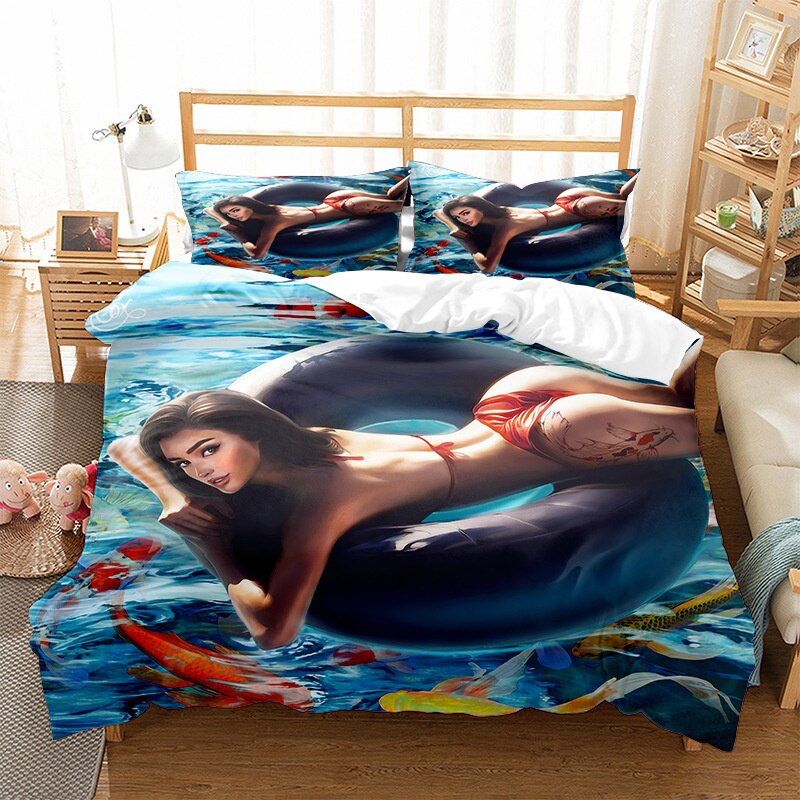 Sexy Black Girl Bedding Set Twin Full Queen King Size Body Art Bed Set Aldult Kid Bedroom Duvetcover Sets 3D Print 015 Duvet Covers