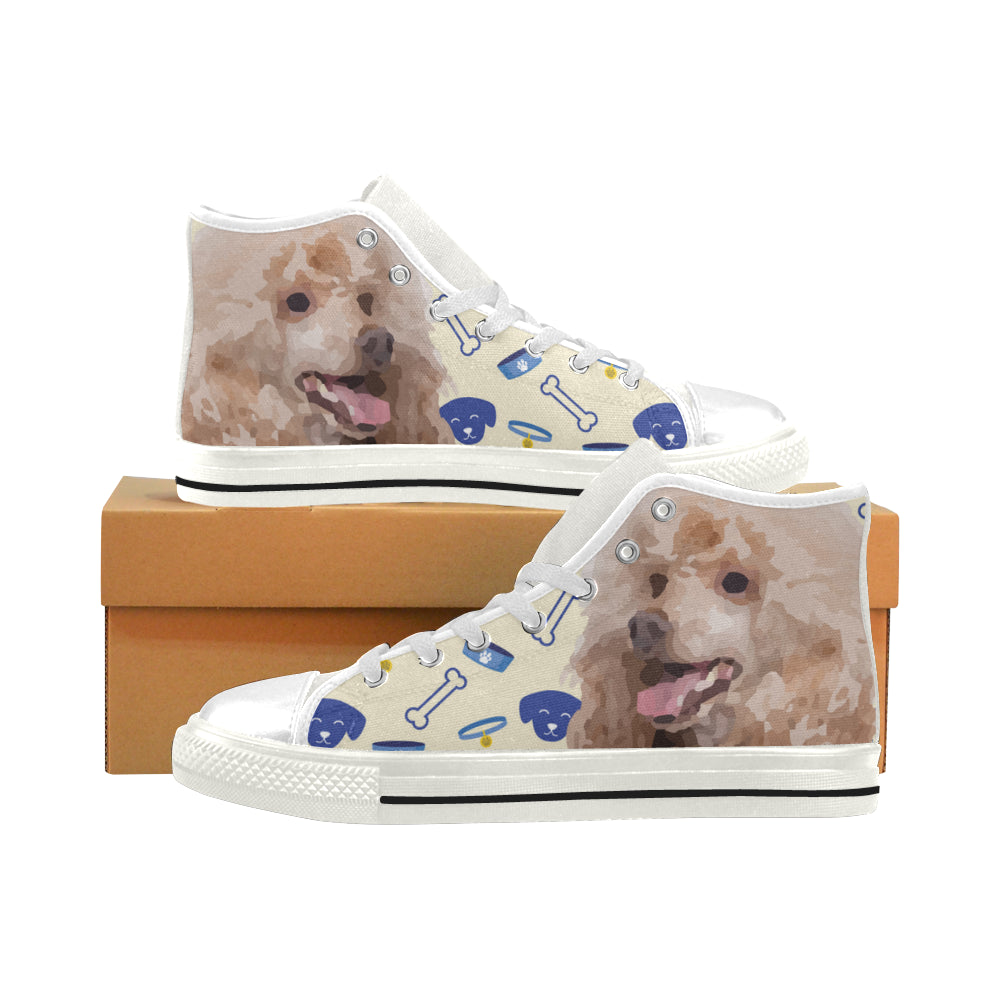 Poodle Dog White Men’s Classic High Top Canvas Shoes