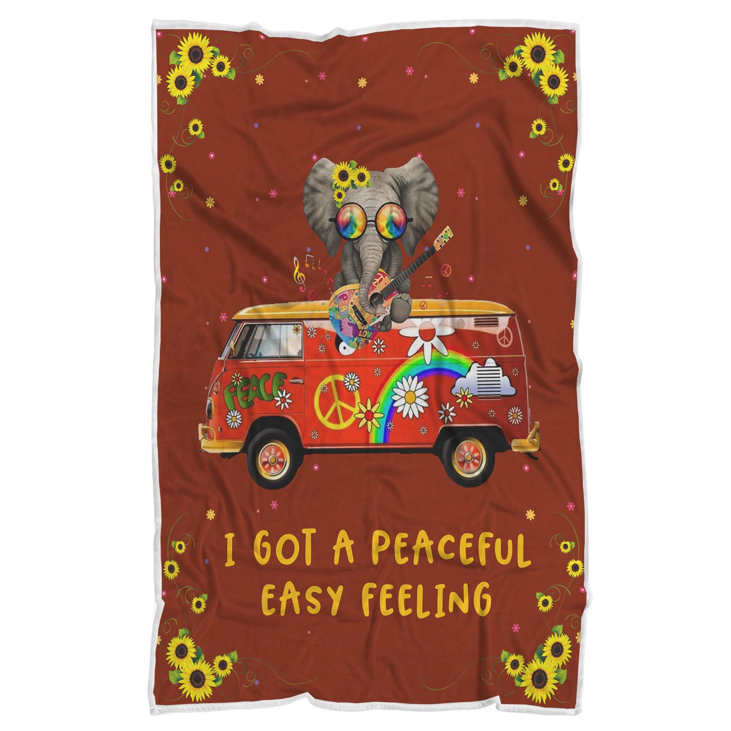 Happy Elephant On The Red Truck Peaceful Feelings Blanket