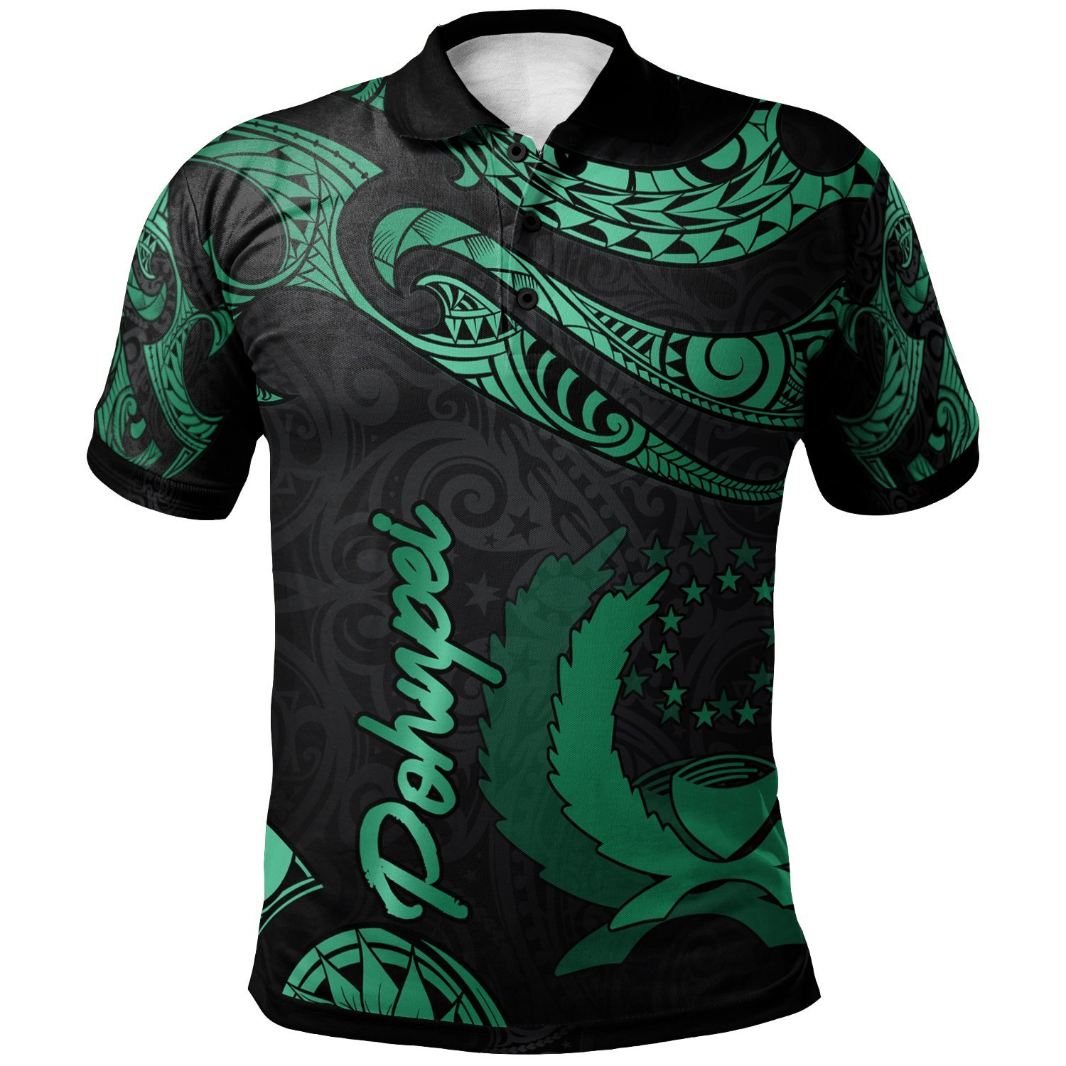 Pohnpei Micronesia Polo Shirt - Poly Tattoo Green Version - BN12