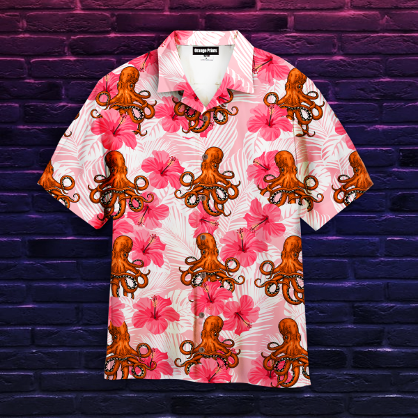 Tropical Flowers Hibiscus Octopus Hawaii Shirt For Men Women Ha69139