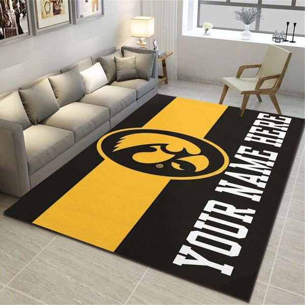 Iowa Hawkeyes Personalized Rug,Team Living Room Bedroom Carpet,Customized Floor Decor