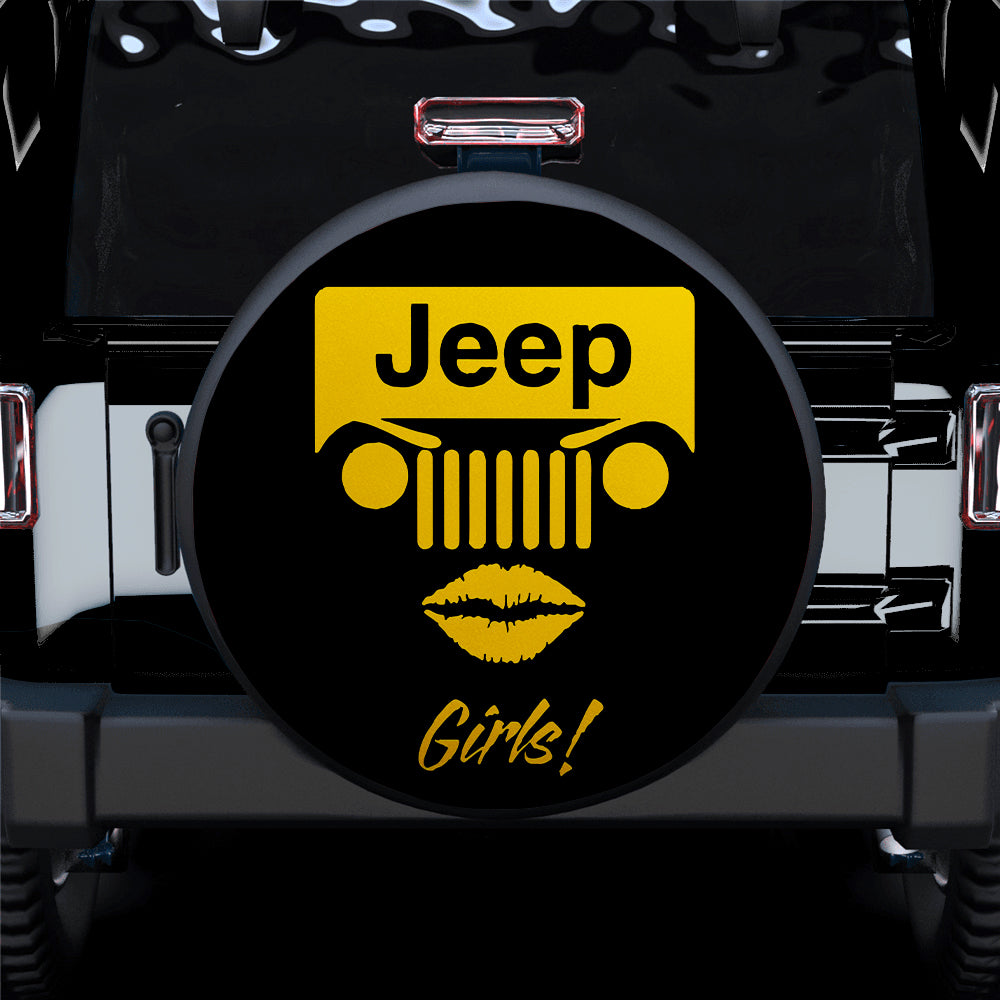 Jeep Girl Yellow Car Spare Tire Covers Gift For Campers