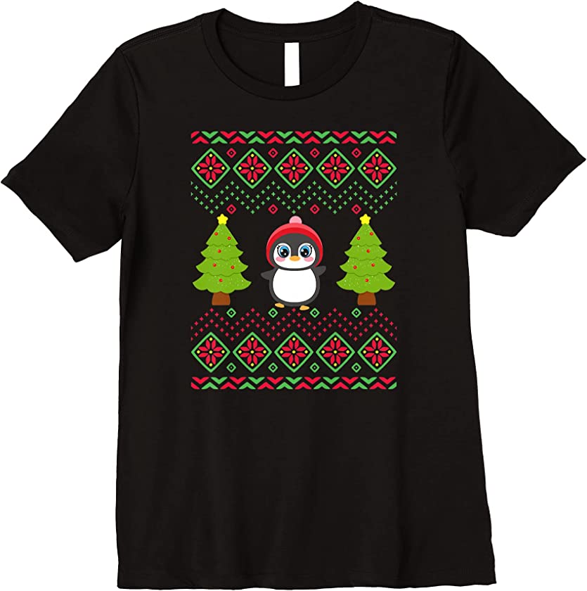 Christmas Penguin Funny Classic Ugly Sweater Teen Girl Women Premium T-Shirt