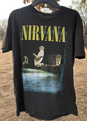 Vintage Nirvana Faded Black Yellow T Shirt 1553