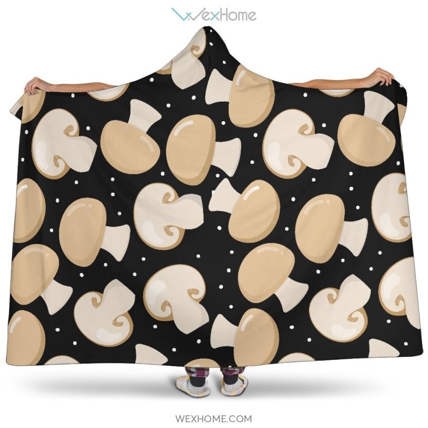 Champignon Mushroom Pattern Hooded Blanket