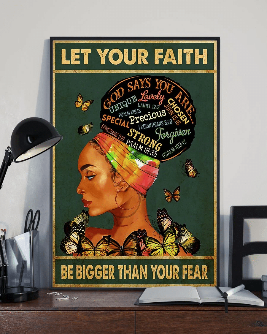 Black Girl Pride Poster Canvas – Let Your Faith Be Bigger Than Your Fear Vintage Home Decor Wall Art Evg81221