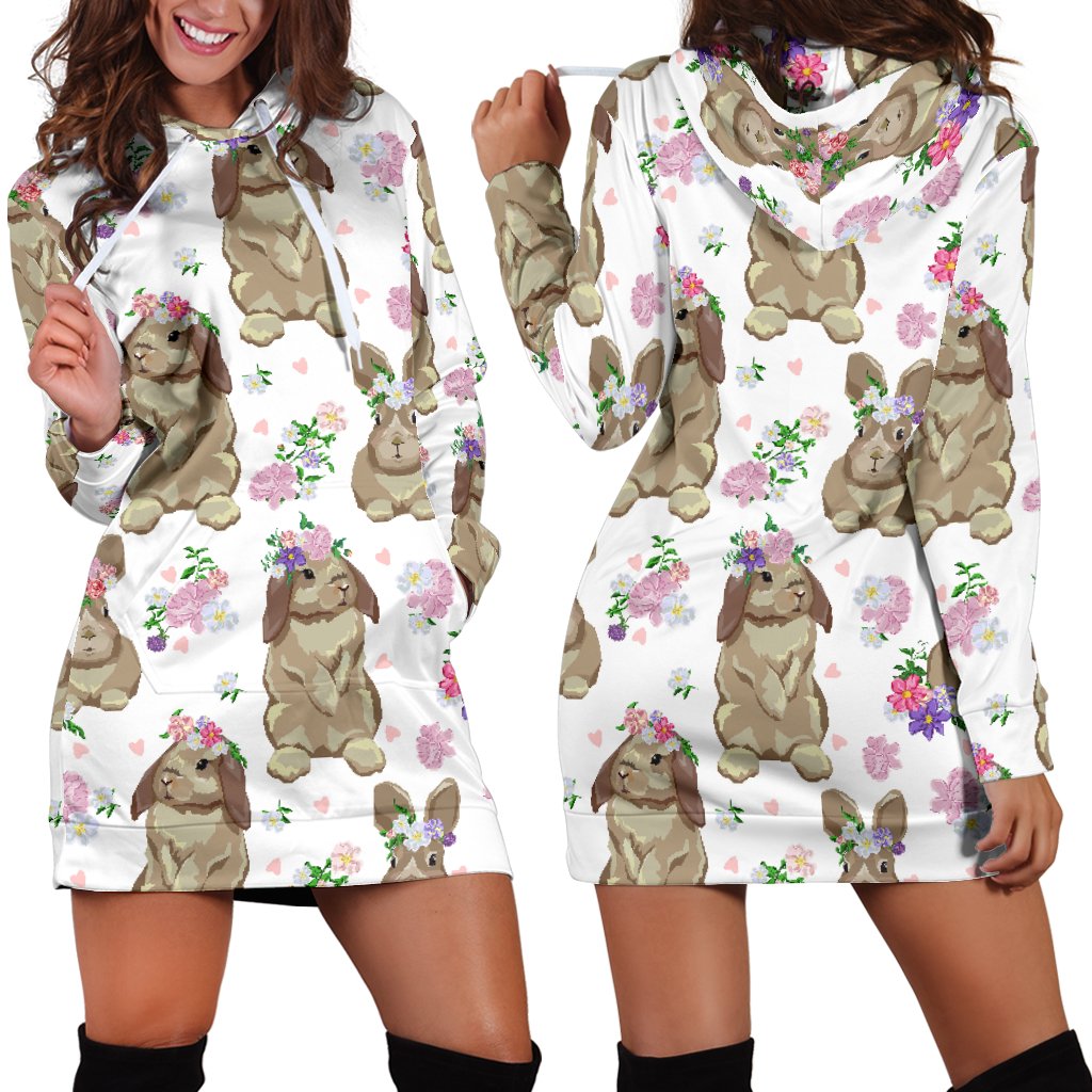 Rabbit Pattern Women Hoodie Dress