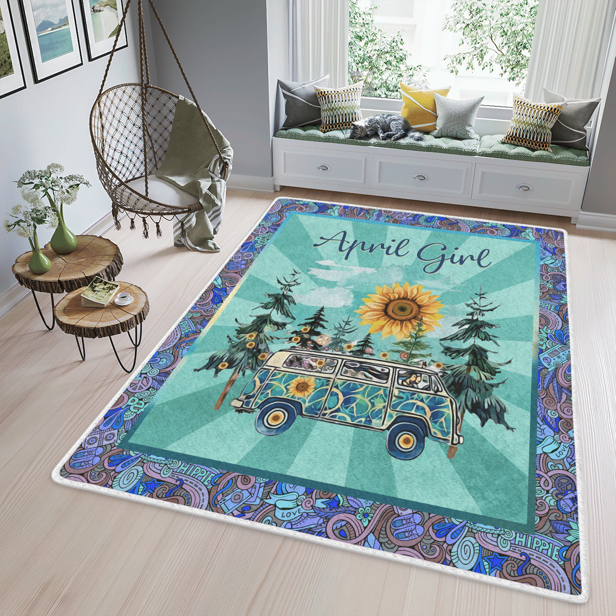 Wooni April Girl Camping Area Rug W051101