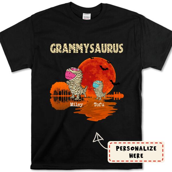 Personalized Grandmasaurus Dinosaurs Halloween Premium Shirt, Custom Up To 3 Kids