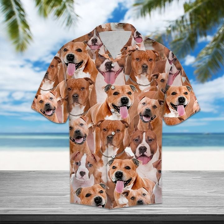 American Staffordshire Terrier Hawaiian Shirt Summer Button Up For Men, Women, Couple