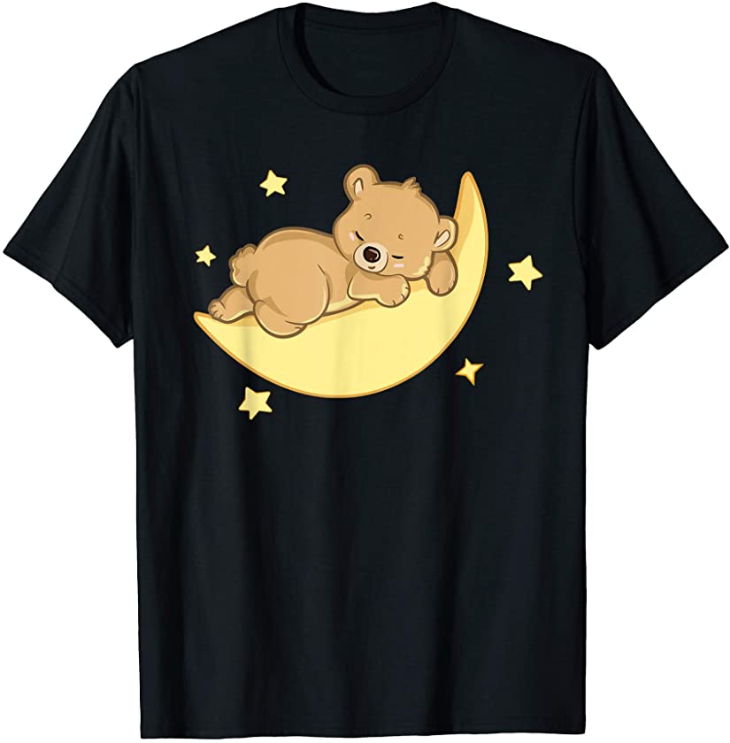 Sleeping Little Bear On The Moon Cute Baby Animal Bedtime T-Shirt