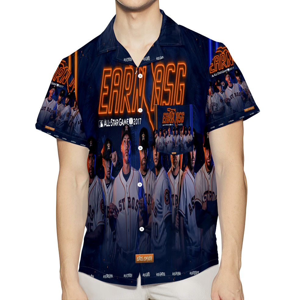 Houston Astros Team All Star 2017 3D All Over Print Summer Beach Hawaiian Shirt With Pocket