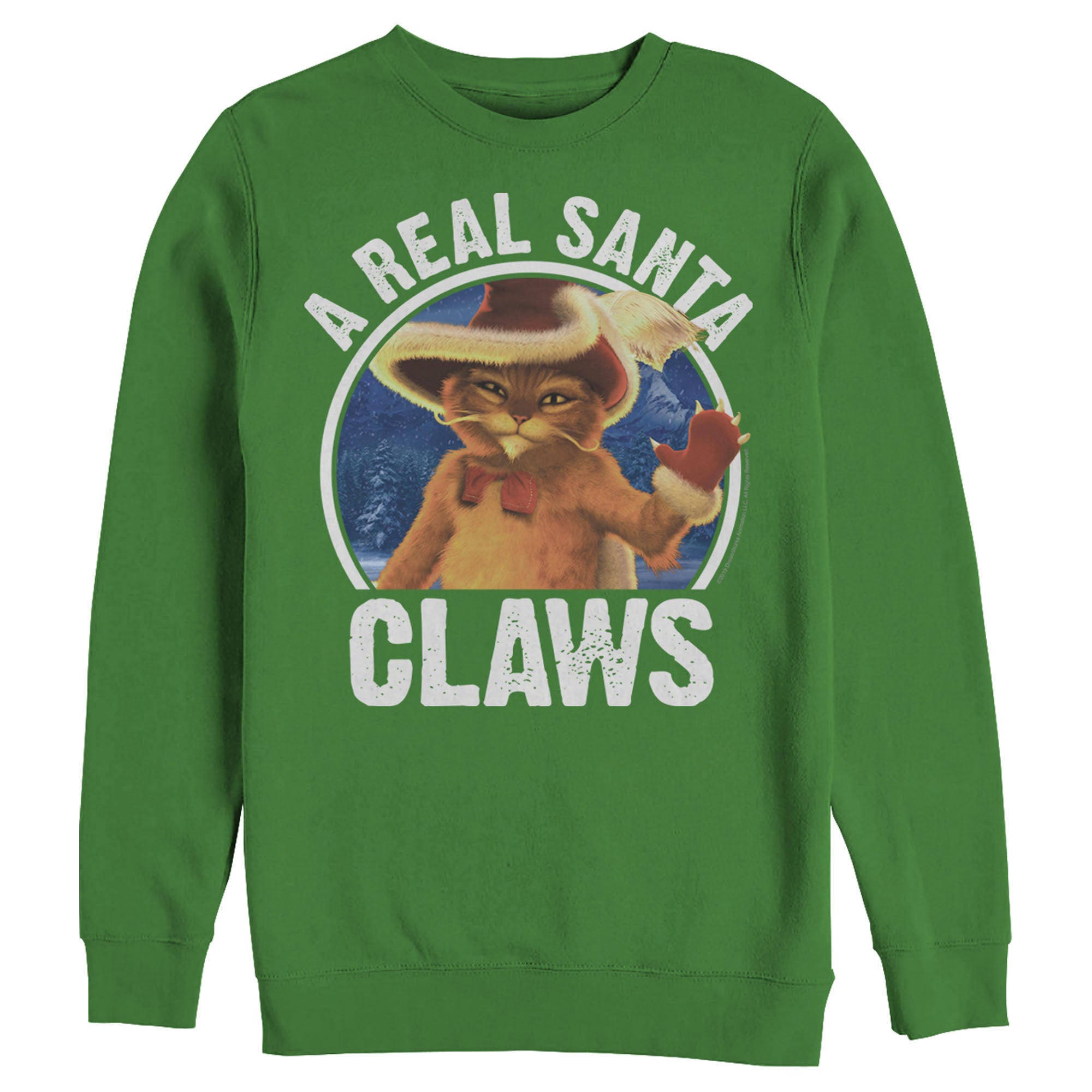 Shrek Men’S Christmas Santa Claws Puss In Boots  Sweatshirt