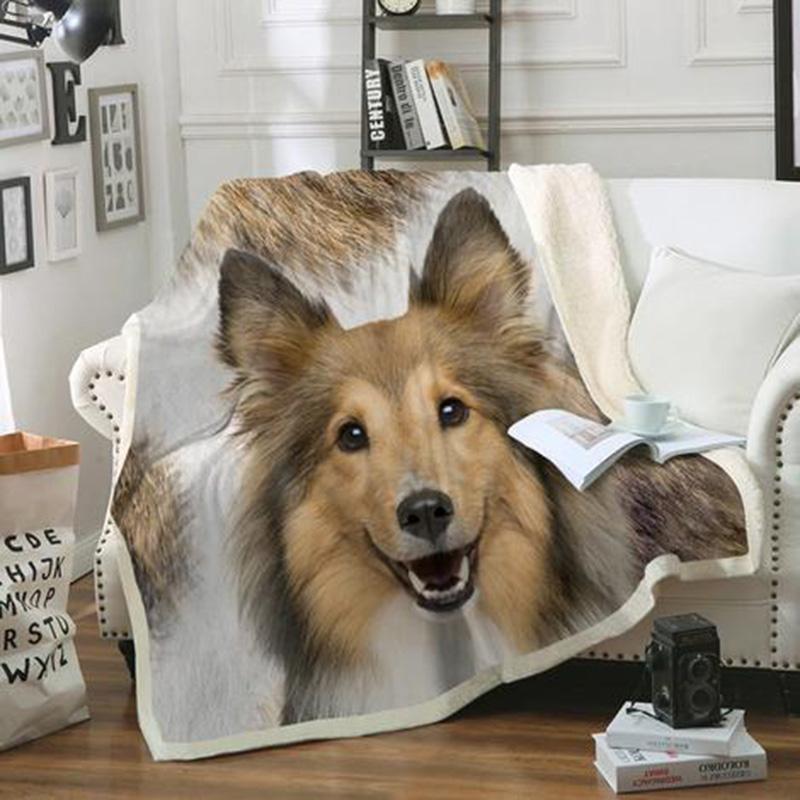 Shetland Sheepdog Dog Portrait Fur Printed Blanket