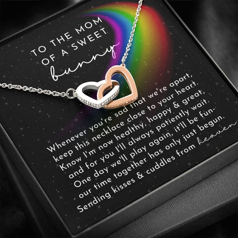 Bunny Memorial Interlocking Hearts Necklace | Night Rainbow Remembrance