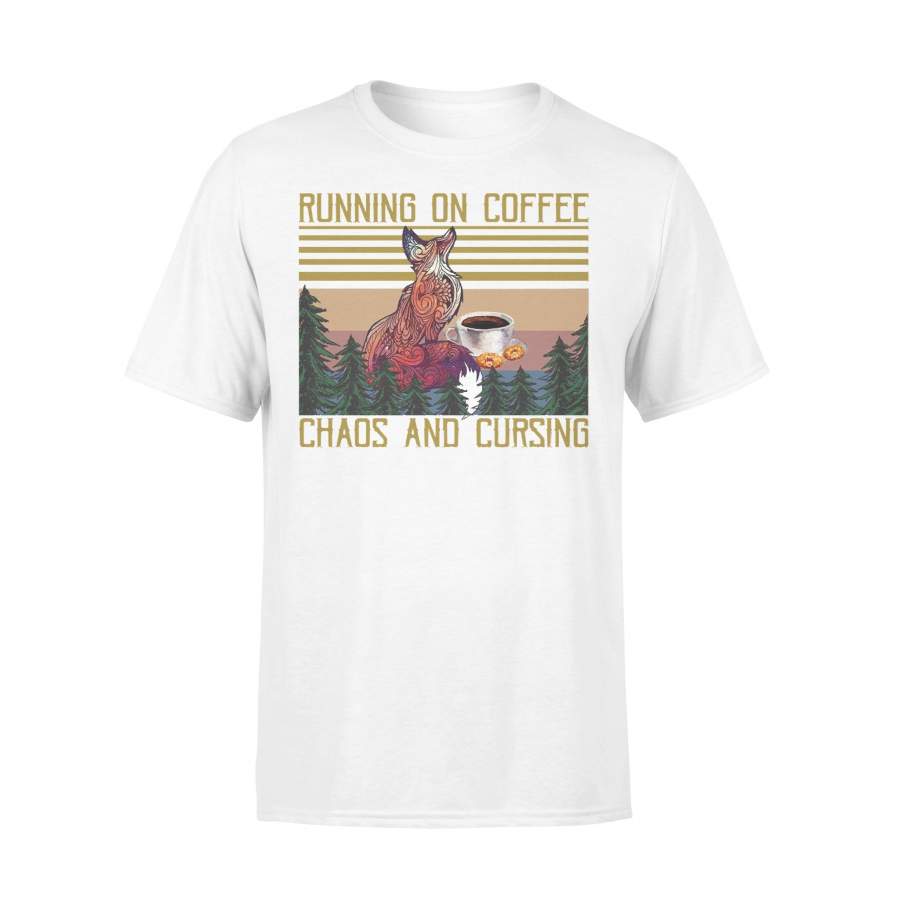 Fox Coffee Lovers Running On Coffee Chaos And Cursing Vintage T-shirt