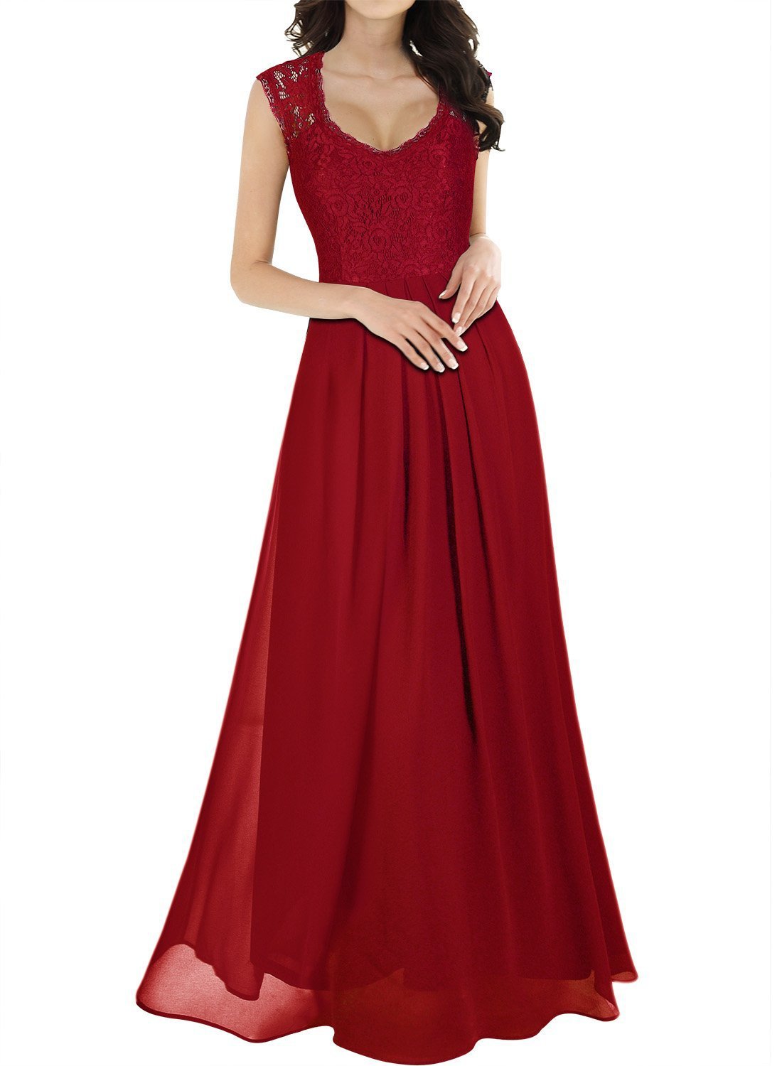 V Neck Sexy Lace Chiffon Bridesmaid Party Wedding Evening Dresses 2021 Black Red Women’s Summer Long Maxi Dress Night Gown Robe alx